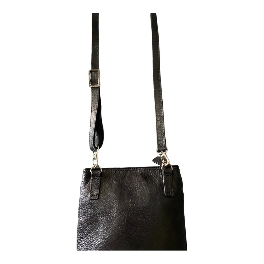 BRIGHTON-BLACK LEATHER CROSSBODY BAG